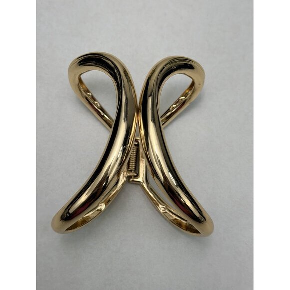 Zara Maxi Jewelry Gold Tone Openwork Sculptural Cuff Bracelet Minimalist NWOT - Picture 5 of 7